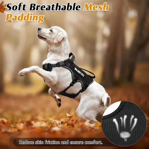 Miniatura 8 de WINSEE - Arnés para perro a prueba de fugas, arnés Molle de servicio y trabajo con doble asa, chaleco táctico para mascotas con 4 parches