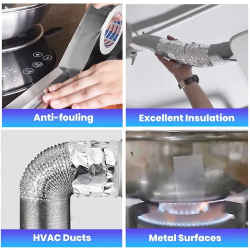 Miniatura 4 de Cinta de aluminio de grado premium ADHES, 2 pulgadas x 210 pies (70 yardas), cinta resistente al calor de 80°C a 100°C, cinta adhesiva