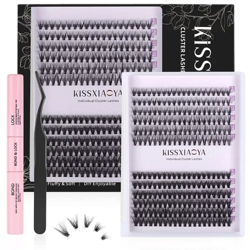Miniatura 8 de KISSXIAOYA Kit de extensiones de pestañas en racimo, kit de extensión de pestañas con unión de pestañas, sello y aplicador, 144 piezas de 0.004 in