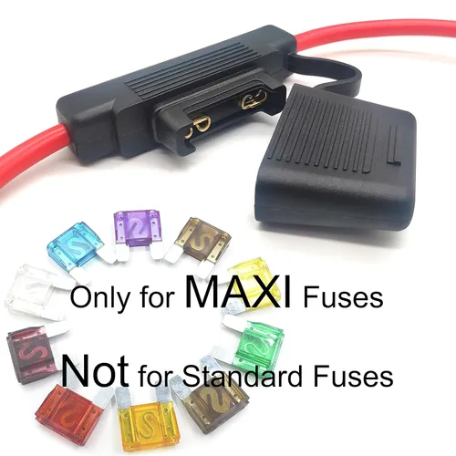Miniatura 3 de VANTRONIK Portafusibles en línea impermeable Maxi con cable de calibre 8 AWG de 15.8 pulgadas de largo, apto para fusibles de hoja grande de hasta