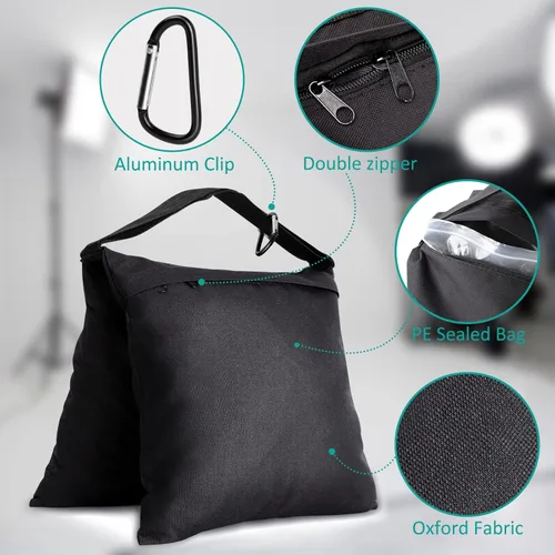 Miniatura 3 de Aimosen 8 Paquetes Sacos de Arena Bolsas de Peso para Soporte de Luz Fotografía Video Soporte, Alforjas de Servicio Pesado para Soporte de Fondo