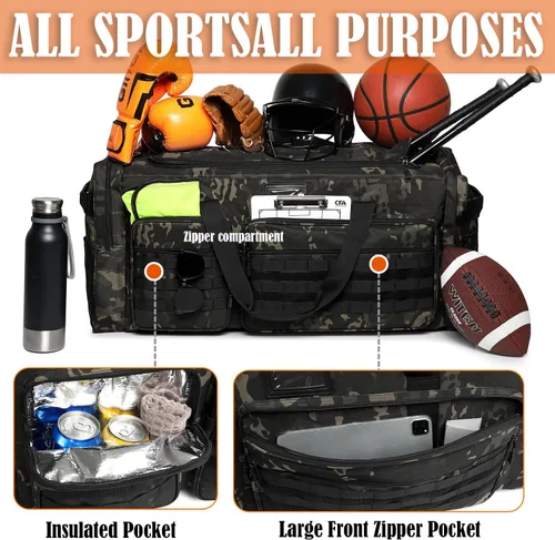 Miniatura 3 de Bolsa de lona extra grande de 130L para hombres, bolsa de lona resistente para viajes, bolsa grande de equipo de gimnasio deportivo para hockey