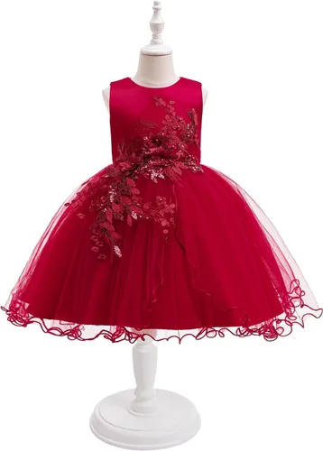Miniatura 2 de Weileenice Vestido de dama de honor de encaje para niñas de flores, princesa, boda, graduación, concurso de cumpleaños, fiesta de cumpleaños, tutú