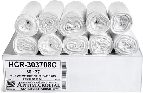 Miniatura 72 de Aluf Plastics Bolsas de basura de alta densidad, 10 galones, 1000 unidades, 6 micrones (eq), 24" x 24", transparentes, para baño, oficina
