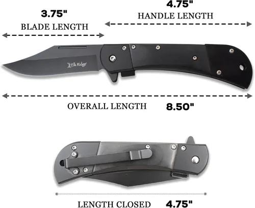 Miniatura 2 de Cuchillo Elk Ridge ER-A009 Series Spring Assist Folding, Straight Edge Blade, 4,75 pulgadas
