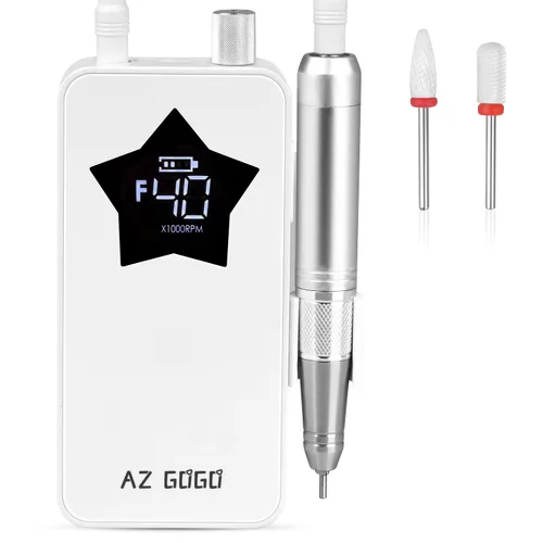 AZ GOGO - Taladro de uñas profesional, 40000 rpm, recargable, eléctrico, portátil, para uñas de gel acrílico, potente motor sin núcleo Pro Efile,