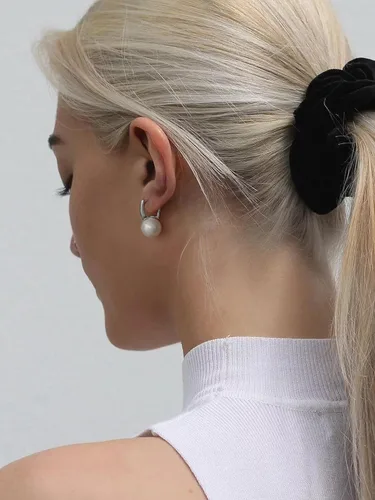 Miniatura 31 de Aretes colgantes de plata de ley 925 seleccionados a mano AAA+ de 7.5 a 0.315 in con perlas cultivadas de agua dulce blancas para mujer