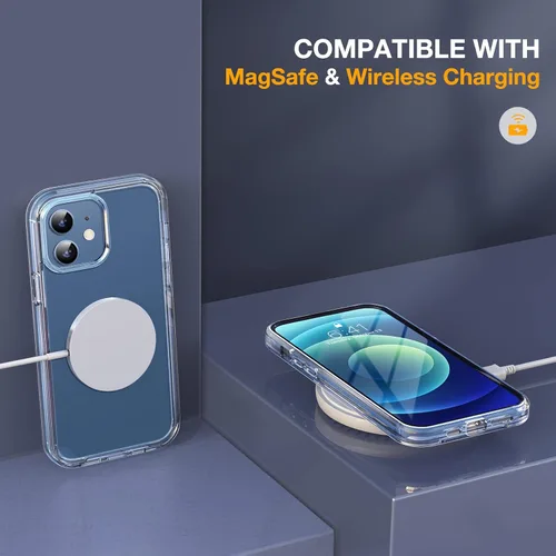 Miniatura 5 de Miracase Funda de Vidrio para iPhone 12/12 Pro de 6.1 pulgadas, Funda Protectora Bumper Resistente de Cuerpo Completo Mejorada con Protector