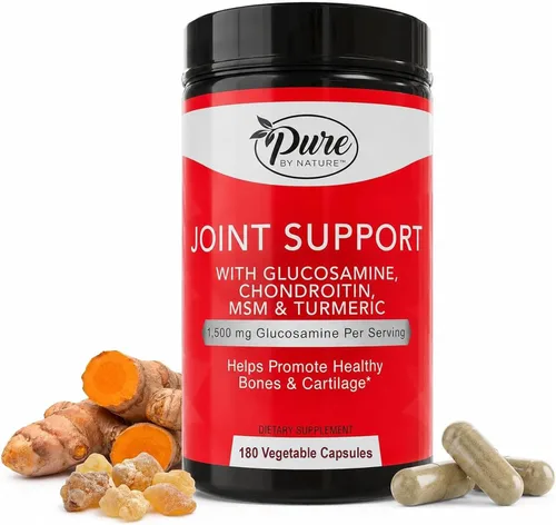 Pure By Nature Glucosamina condroitina MSM cúrcuma Boswellia (suministro para 60 días) – Suplemento de apoyo articular para mujeres y hombres, apoyo