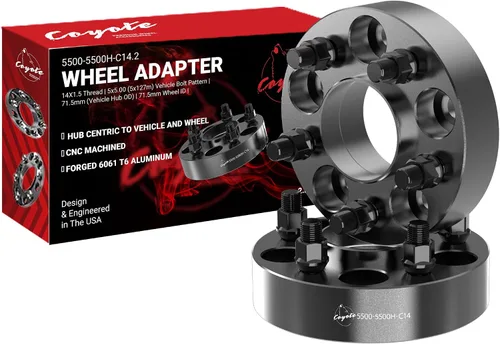 Miniatura 17 de Wheel Accessories Parts 2 adaptadores de espaciadores de rueda centrados en buje de 5 x 5 5 x 127 1.25 pulgadas de grosor 2.815 in, buje de rosca