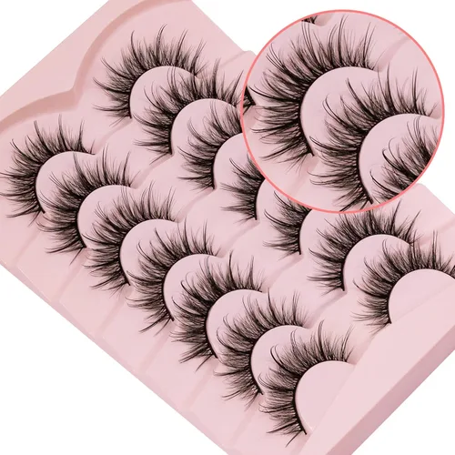 Miniatura 7 de DYSILK Pestañas esponjosas de visón, pestañas de visón, 7 pares de pestañas de visón sintético 8D, pestañas postizas de aspecto natural, pestañas