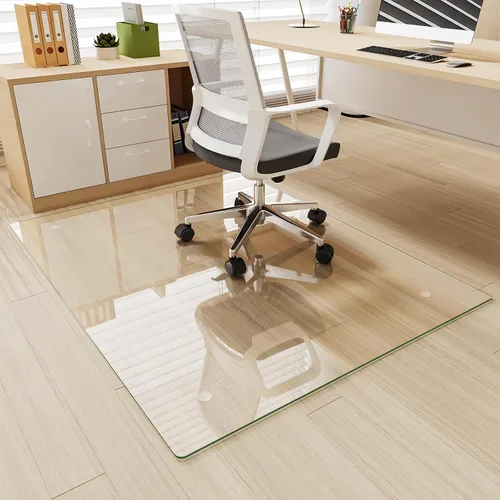 Miniatura 10 de [Vidrio templado] Tapete para silla de vidrio de 40 x 80 pulgadas, tapete para silla de oficina de 1/5 pulgadas de grosor para alfombra o suelo