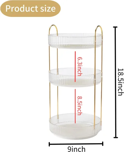 Miniatura 5 de Organizador de maquillaje giratorio de 360°, soporte giratorio de carrusel de maquillaje de baño, caja de almacenamiento de cosméticos de gran