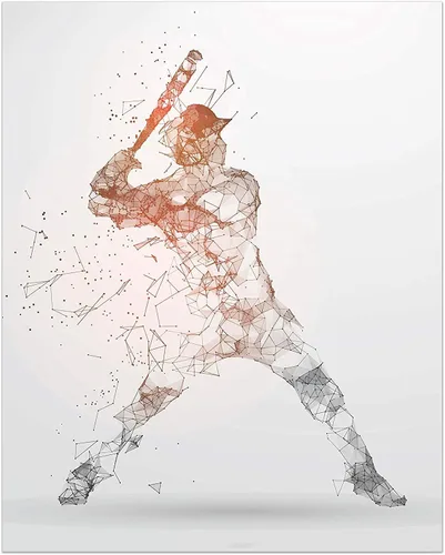 Miniatura 8 de Impresiones artísticas de pared de béisbol, juego de 4 pósteres de béisbol sin marco, decoración de habitación para hombres, niños y adolescentes