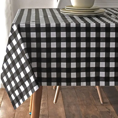 Miniatura 31 de Obstal Mantel 100% impermeable de PVC, mantel rectangular de vinilo a prueba de aceite y derrames, cubierta de mesa lavable para uso en exteriores e