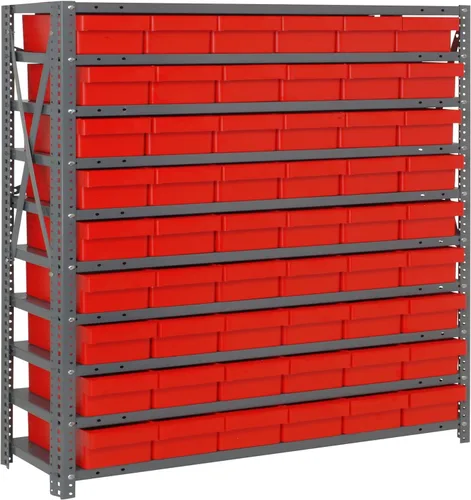 Miniatura 70 de Quantum QSBU-245BK Heavy Duty Shelving Unit with (7) Shelves and (24) QUS245 Black Bins for Garage Warehouse Storage Distribution 400 lb Load