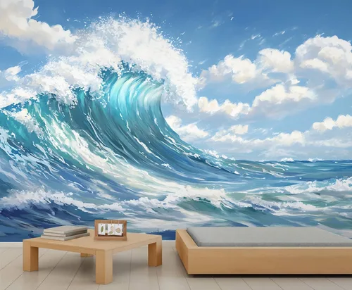 Miniatura 27 de Mural de lobo azul, papel tapiz de animales misteriosos, decoración del hogar de estética oscura, mural de pared de animales salvajes, murales