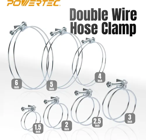 Miniatura 8 de POWERTEC 70197 Abrazadera de manguera de doble alambre de 2-1/2 pulgadas con perno, abrazaderas de manguera ajustables para colector de polvo