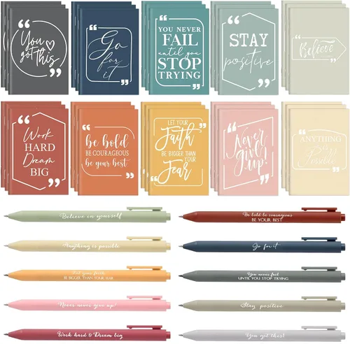 Miniatura 9 de Fulmoon 60 bolígrafos motivacionales, cuadernos inspiradores, regalos a granel, bolígrafos inspiradores, almohadillas de notas pequeñas, regalos