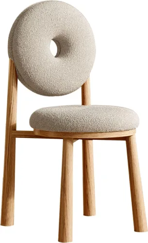 Miniatura 32 de Donut Dining Chairs,Makeup Chair,Kitchen Room Chairs Nordic Back, Dining Room with Metal Legs,Living Room Chair for Home Bedroom Cream Wind Brownish