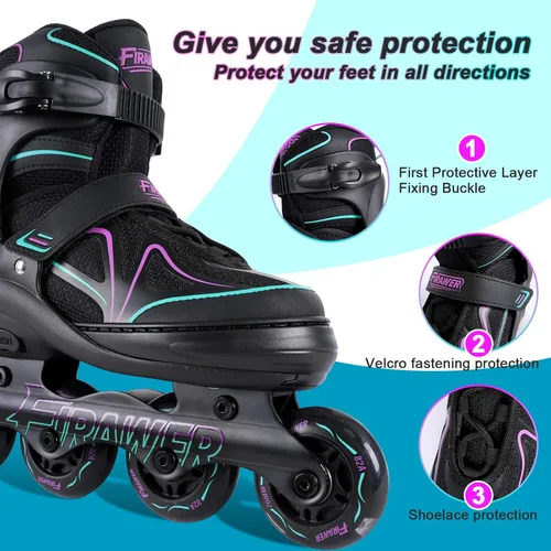 Miniatura 2 de Patines en línea ajustables para niños de 4 a 12 años, patines en línea juveniles para niñas y niños de 5 a 8 y de 8 a 12 con ruedas que se iluminan