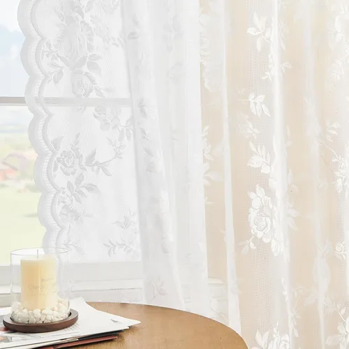 Miniatura 56 de SEEKRIGHT - 2 paneles de cortinas traslúcidas de encaje negro, cortinas góticas florales, cortinas victorianas con bolsillo para cortinero