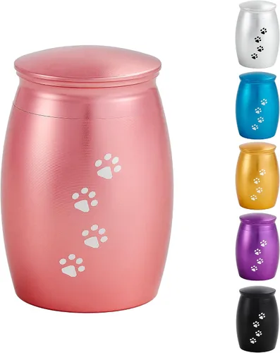 Miniatura 12 de Urnas de cremación pequeñas de 2.67 pulgadas para cenizas de perros o gatos, mini recuerdo de cenizas negras para mascotas con huella de pata