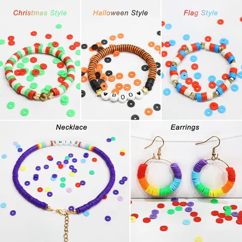 Miniatura 9 de Redtwo Juego de 23000 cuentas de arcilla para hacer pulseras, 144 colores, 7 cajas de cuentas Heishi de polímero plano para hacer joyas de amistad