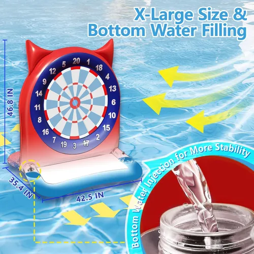 Miniatura 2 de Tabla de dardos inflable grande de 47 pulgadas, juguetes de piscina con 12 bolas, juego de agua para adolescentes y adultos, piscina, patio trasero
