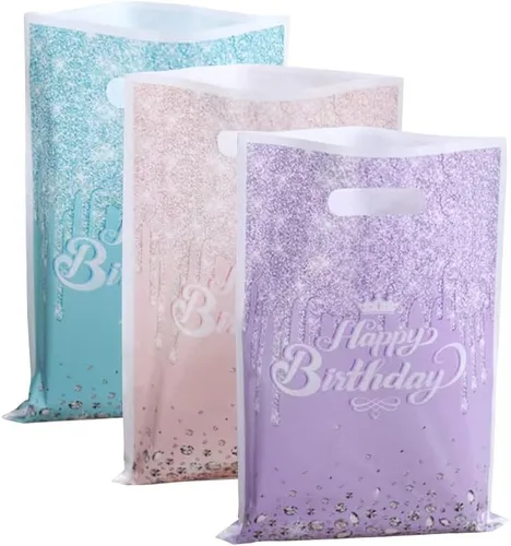 Paquete de 30 bonitas bolsas de regalo para fiesta, 10 unidades, color verde azulado, 10 unidades, rosa, 10 bolsas de dulces de mampostería moradas