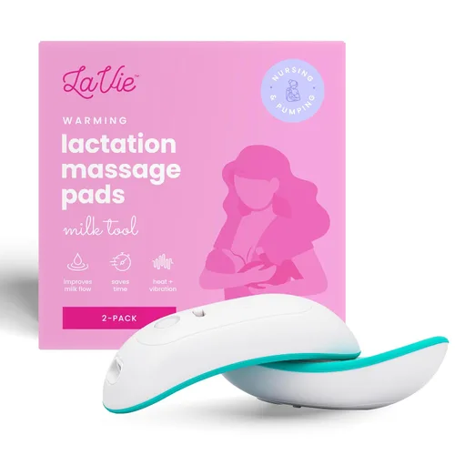 LaVie Masajeador de lactancia 2 en 1, paquete de 2, calor y vibración, esencial para bombeo y lactancia, para conductos obstruidos, flujo de leche