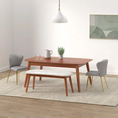Miniatura 2 de Nrizc Juego de 2 sillas de comedor tapizadas, sillas de comedor de terciopelo con patas de metal dorado, sillas de comedor modernas de mediados