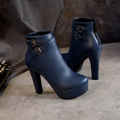 Miniatura 38 de Scaoruki Zapatos de otoño de moda para mujer, botines de tacón de bloque