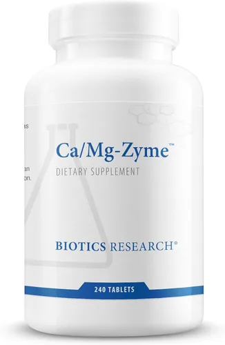 Biotics Research Ca-Mg-Zyme Fórmula de calcio y magnesio, altamente absorbente, soporte óseo, función muscular, salud del sistema nervioso 240T