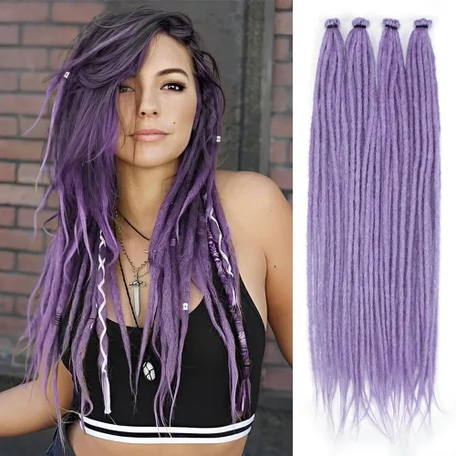 Miniatura 26 de Kraler - Extensiones de rastas de 22 pulgadas con 40 hebras, trenzadas a mano, estilo reggae, de color blanco perla, sintéticas, de 0,6 cm de ancho