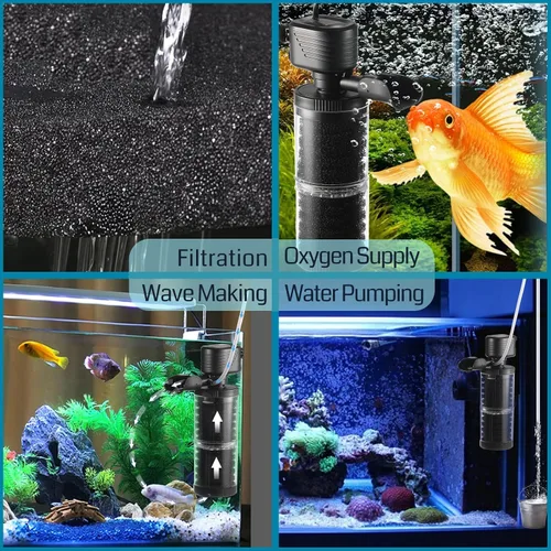 Miniatura 4 de Filtro de Acuario XpertMatic 15W de 2 Etapas 238 GPH (900L/h) para Tanque de Peces de Hasta 70 Galones, Filtro de Tanque Interno Sumergible y Bomba