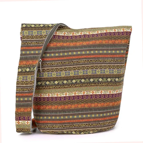 Miniatura 205 de Bolsa de hombro para mujer, de lona en estilo hippie/bohemio para llevar cruzada al hombro, disponible en diferentes colores y estampados