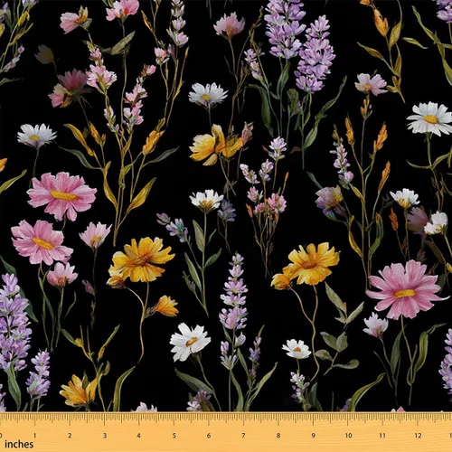 Miniatura 39 de Feelyou Tela de Flores Groovy por Yarda 1 Yarda Niños Retro Floral Boho Tela de Tapicería para Sillas para Niños Niñas Adolescentes Años 70 Hippie