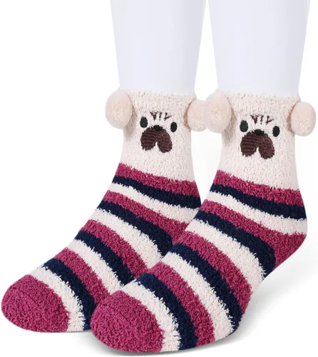 Violet Mist Calcetines mullidos para hombre, unisex, lindos animales, acogedores, divertidos, esponjosos, cálidos, de invierno, de felpa, para