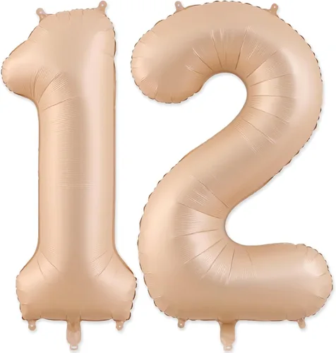 Miniatura 11 de Globos con el número 2, 2 globos, 2 globos de número 40 pulgadas, globos grandes de aluminio beige grandes para fiestas de cumpleaños, bodas, Beige 2