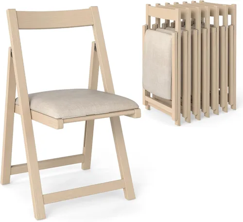 Miniatura 12 de GOFLAME Juego de 4 sillas plegables para comedor, sillas plegables con asiento acolchado y respaldo ergonómico, estructura de madera de goma, sillas