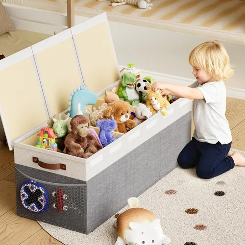 Miniatura 6 de Dayacoco - Caja de juguetes extragrande con tapas, plegable, resistente, organizador de almacenamiento de juguetes para niños y niñas, cesta Extra
