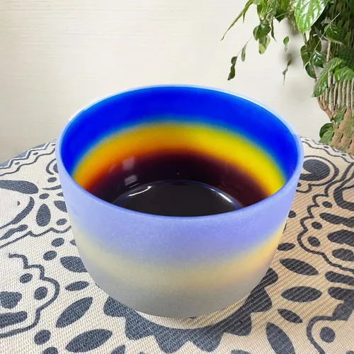 Miniatura 3 de KVKA Cuenco de cristal de cuarzo esmerilado de 8 pulgadas con funda de transporte para instrumentos musicales de sonido de yoga Un arco iris.