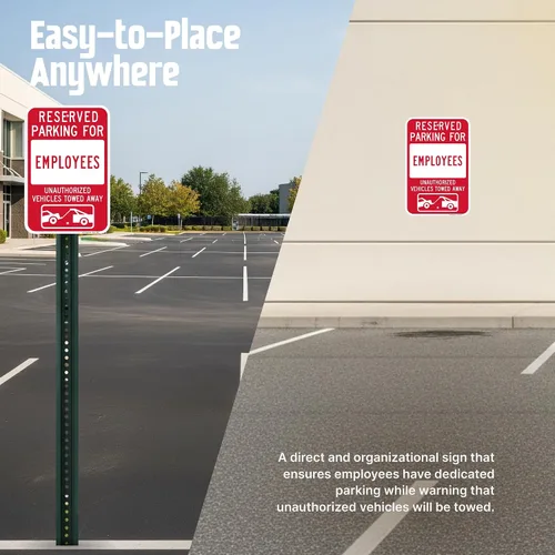 Miniatura 6 de SmartSign Cartel de estacionamiento reservado para empleados, paquete de 2, letrero remolcado de vehículos no autorizados, 18 x 12 pulgadas