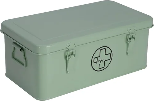 Caja de primeros auxilios, botiquín de primeros auxilios, lata de almacenamiento de medicamentos de metal, caja vacía de primeros auxilios con
