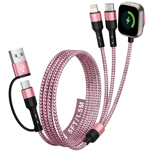 Miniatura 16 de Cargador de viaje para iWatch, cable de carga múltiple 3 en 2 con cargador IP/USB C/iWatch, cargadores de viaje para múltiples dispositivos, Naranja