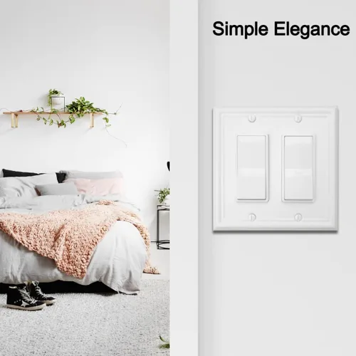 Miniatura 4 de OKAWYC Luca - Placa de pared de metal para interruptor de luz de decoración doble, paquete de 2 unidades, basculante doble de 2 segmentos