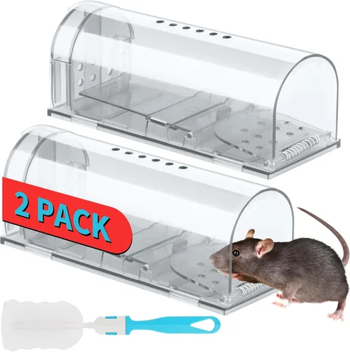 Miniatura 13 de LULUCATCH Trampas humanas para ratones, paquete de 2 trampas para ratones vivos, trampas para ratones de liberación de captura para interiores