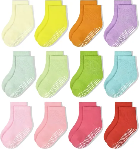 HYCLES Calcetines Antideslizantes para Niños Pequeños, Calcetines de Agarre para Niñas de 1-10 Años Niños Niñas Calcetines para Niños Pequeños con