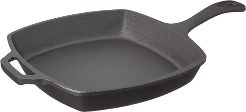 Jim Beam JB0217 - Sartén cuadrada de hierro fundido de 10.5 pulgadas para parrilla, gas, horno, eléctrico, inducción y vidrio, color negro